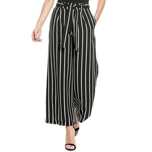 Stripe Flowy Wide Leg High Waist Pants